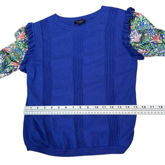 Anthropologie Current Air Twee Floral Nouveau Contrast Sweater Knit Top SZ M - Picture 14 of 16